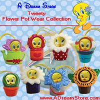 click for FULL SET OF 8PC TWEETY FLOWER POT WEAR FIGURE COLLECTION detail