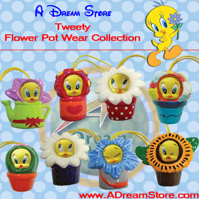 Detail Picture for FULL SET OF 8PC TWEETY FLOWER POT WEAR FIGURE COLLECTION