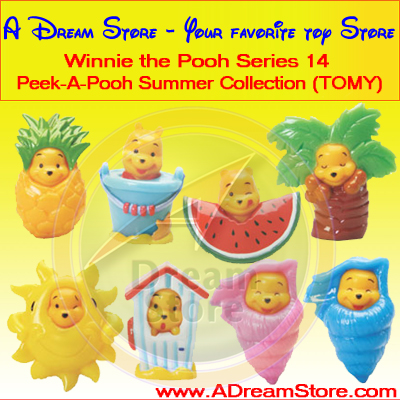 Detail Picture for FULL SET OF 8PC WINNIE THE POOH PEEK-A-POOH SUMMER FIGURE COLLECTION SERIES 14